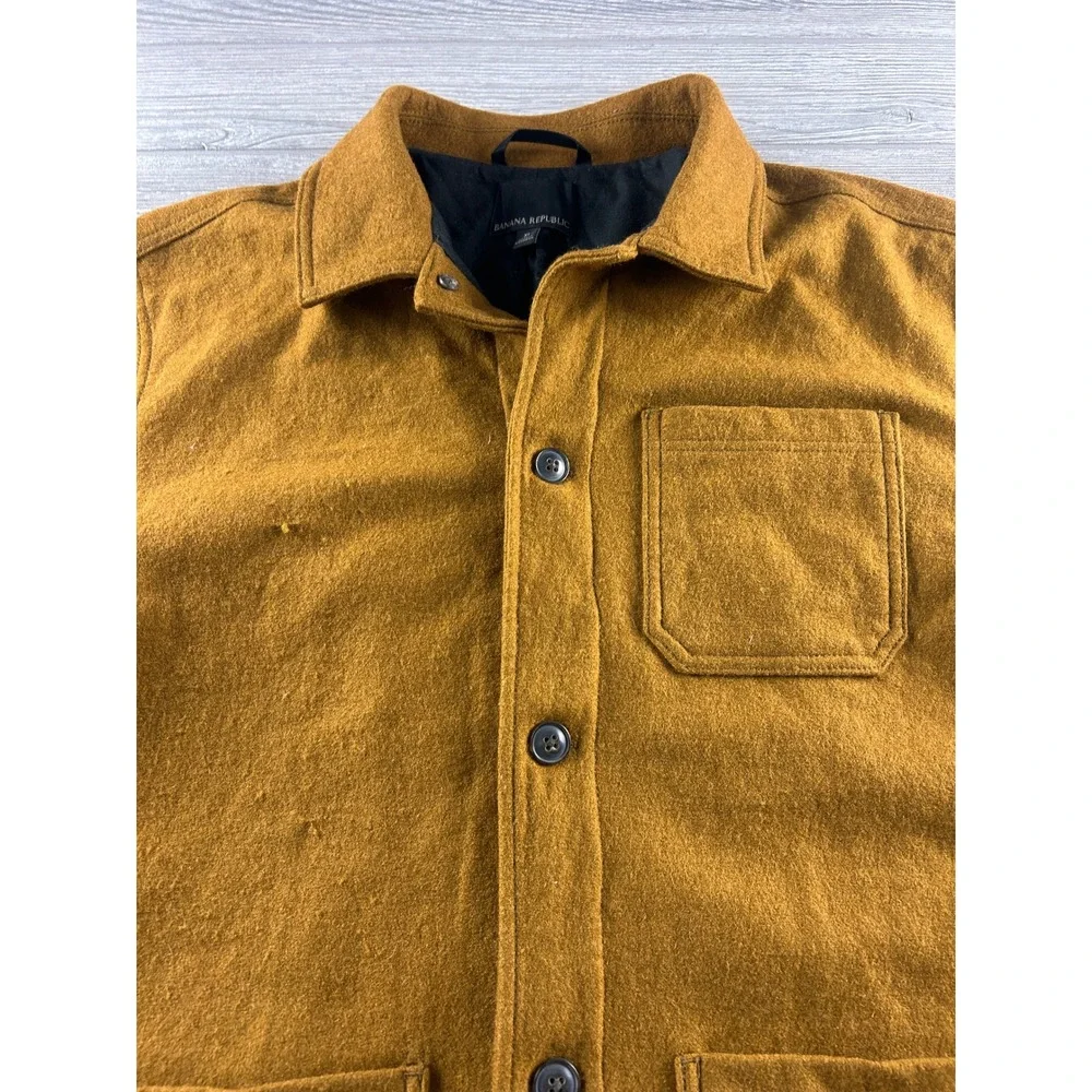 Banana Republic Mens XL Wool Blend Chore Coat Jacket Mustard Yellow Ochre 870